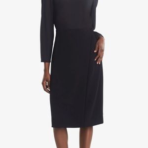 NWT MM. Lafleur Logan in Black Crinkle Crepe Faux Wrap Pencil Skirt 6